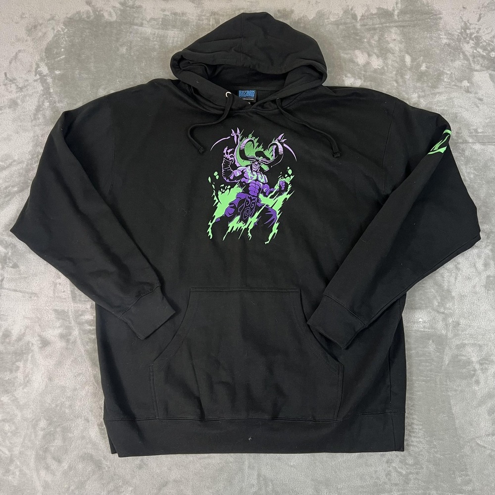 Blizzard Entertainment Hoodie Mens 3XL Black Illidan WoW Pullover Sweatshirt